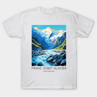 A Pop Art Travel Print of the Franz Josef Glacier - New Zealand T-Shirt